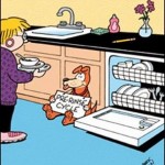 dog cleanes dirty dishes