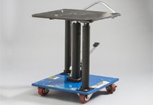 Bench Mount Table with foot pump and wheels for mobilizing the UC-BM1.25 Bench Mount Launcher